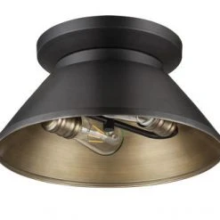 Best Sale 🧨 Patriot Lighting® Kenneth Black & Gold 2-Light Flush Mount Ceiling Light ❤️ -Patriot Light Store 20718 A 1