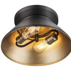 Best Sale 🧨 Patriot Lighting® Kenneth Black & Gold 2-Light Flush Mount Ceiling Light ❤️ -Patriot Light Store 20718 D