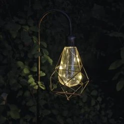 Buy 👍 Patriot Lighting® Solar Integrated LED Vintage Cage Landscape Light - Assorted ✨ -Patriot Light Store 343 4484 inuse closeup night 1