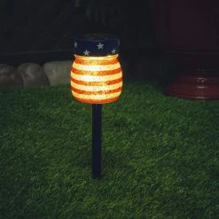 Brand new 🛒 Patriot Lighting® Solar Integrated LED Patriotic Jar Landscape Light ✔️ -Patriot Light Store 343 9105 P SC