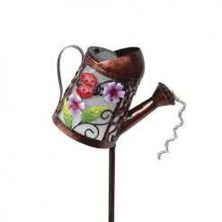 Buy 🛒 Patriot Lighting® Solar Integrated LED Watering Can Landscape Light - Assorted 🌟 -Patriot Light Store 343 9111 solar watering can ladybug closeup