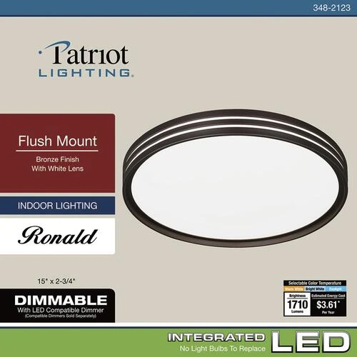 Promo 🤩 Patriot Lighting® Ronald Bronze Integrated LED Flush Mount Ceiling Light ✔️ 10 Promo 🤩 Patriot Lighting® Ronald Bronze Integrated LED Flush Mount Ceiling Light ✔️ - Image 8