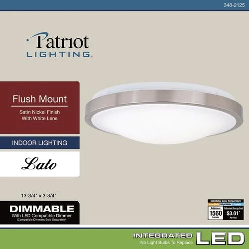 Outlet 💯 Patriot Lighting® Lato Satin Nickel Integrated LED Flush Mount Ceiling Light 😀 10 Outlet 💯 Patriot Lighting® Lato Satin Nickel Integrated LED Flush Mount Ceiling Light 😀 - Image 8