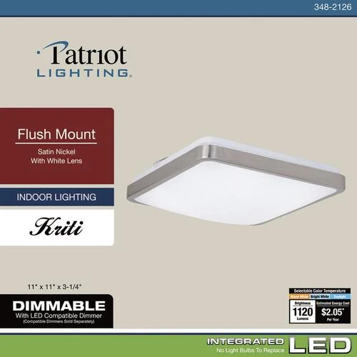 Cheap ✨ Patriot Lighting® Kriti Satin Nickel Integrated LED Flush Mount Ceiling Light ⭐ 10 Cheap ✨ Patriot Lighting® Kriti Satin Nickel Integrated LED Flush Mount Ceiling Light ⭐ - Image 8