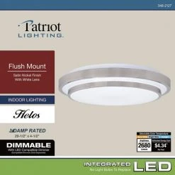 Budget 🛒 Patriot Lighting® Helos 20-1/2" Satin Nickel LED Flush Mount Ceiling Light 🎁 -Patriot Light Store 3482127 Alt7