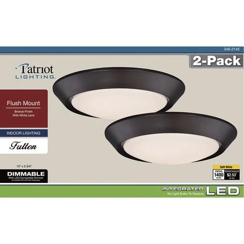 Promo 👏 Patriot Lighting® Fulton Bronze Integrated LED Flush Mount Ceiling Light 2-Pack ✨ 11 Promo 👏 Patriot Lighting® Fulton Bronze Integrated LED Flush Mount Ceiling Light 2-Pack ✨ - Image 9