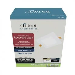 Promo ⌛ Patriot Lighting® 4-3/4" LED Ultra-Thin Square Recessed Downlight 🧨 -Patriot Light Store 349 1391 Box