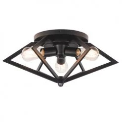 Hot Sale 🥰 Patriot Lighting® Pyramus Matte Black 3-Light Flush Mount Ceiling Light ⌛