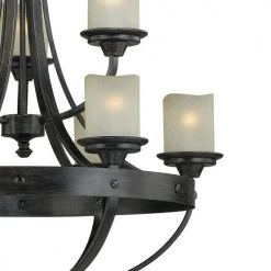New 😀 Patriot Lighting® Lancaster 9-Light Black Walnut Chandelier ✨ -Patriot Light Store 351 9576 FG
