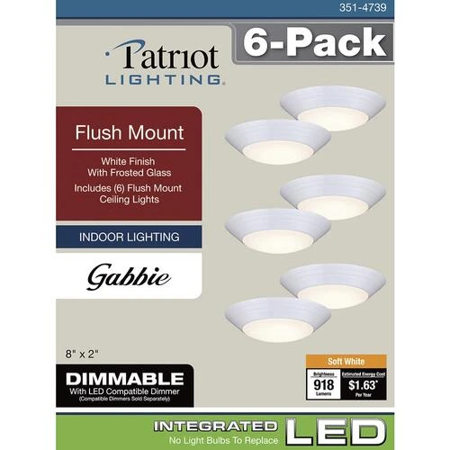 Discount ⭐ Patriot Lighting® Gabbie White Integrated LED Flush Mount Ceiling Light - 6 Pack 🎉 10 Discount ⭐ Patriot Lighting® Gabbie White Integrated LED Flush Mount Ceiling Light - 6 Pack 🎉 - Image 8