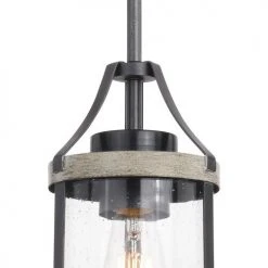 Cheap 👍 Patriot Lighting® Elegant Home Brooklyn Natural Iron & Distressed Faux Wood 1-Light Mini Pendant ❤️ -Patriot Light Store 3518366 Alt3