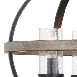 Best Pirce 👍 Patriot Lighting® Elegant Home Brooklyn Natural Iron & Distressed Faux Wood 3-Light Pendant ⭐ -Patriot Light Store 3518368 Alt3