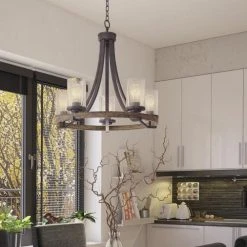 Wholesale 🧨 Patriot Lighting® Elegant Home Brooklyn 5-Light Natural Iron & Distressed Faux Wood Chandelier 🔔 9 Wholesale 🧨 Patriot Lighting® Elegant Home Brooklyn 5-Light Natural Iron & Distressed Faux Wood Chandelier 🔔 -Patriot Light Store 3518371 Alt3