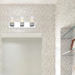 Deals 🎁 Patriot Lighting® Elegant Home Lilika Chrome 3-Light Integrated LED Vanity Light ❤️ -Patriot Light Store 3518445 LIFE
