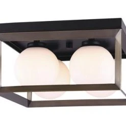 Cheap ⭐ Patriot Lighting® Ottilee Matte Black & Gold 4-Light Flush Mount Ceiling Light 😉