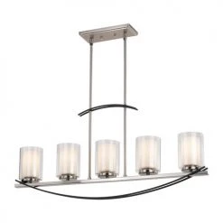Wholesale ⭐ Patriot Lighting® Lief Satin Nickel And Graphite 5 Light Island Light 🌟