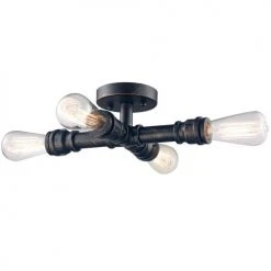 Coupon 👏 Patriot Lighting® Pipe II Washed Copper 4-Light Semi-Flush Mount Ceiling Light 🔔