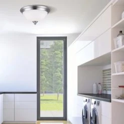 Hot Sale 🎉 Patriot Lighting® Dee Brushed Nickel 2-Light Flush Mount Ceiling Light ⭐ -Patriot Light Store 3518507 LIFE