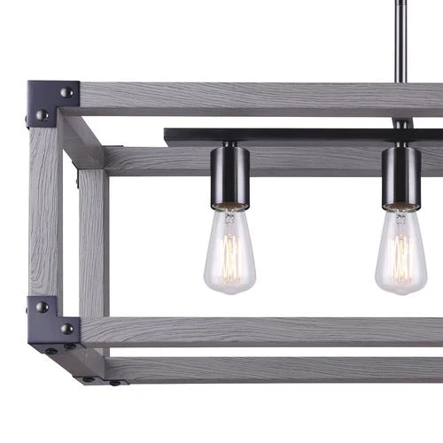 Wholesale 🛒 Patriot Lighting® Elegant Home Hendy 4-Light Black Stainless Steel & Faux Wood Island Light 😀 4 Wholesale 🛒 Patriot Lighting® Elegant Home Hendy 4-Light Black Stainless Steel & Faux Wood Island Light 😀 - Image 2