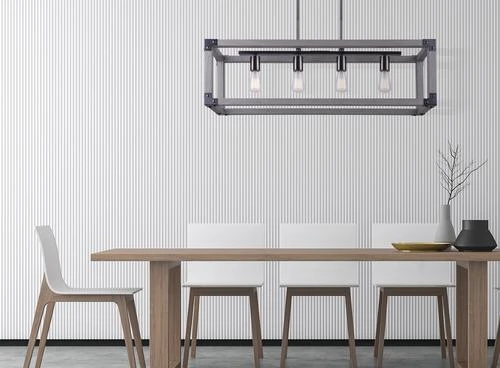 Wholesale 🛒 Patriot Lighting® Elegant Home Hendy 4-Light Black Stainless Steel & Faux Wood Island Light 😀 5 Wholesale 🛒 Patriot Lighting® Elegant Home Hendy 4-Light Black Stainless Steel & Faux Wood Island Light 😀 - Image 3