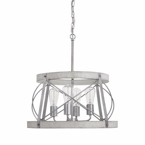 Coupon 💯 Patriot Lighting® Bea White Wash Faux Wood And Galvanized 4-Light Pendant 😀 5 Coupon 💯 Patriot Lighting® Bea White Wash Faux Wood And Galvanized 4-Light Pendant 😀 - Image 3