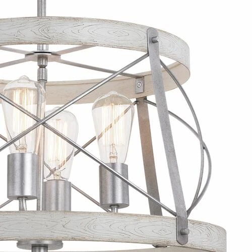 Coupon 💯 Patriot Lighting® Bea White Wash Faux Wood And Galvanized 4-Light Pendant 😀 6 Coupon 💯 Patriot Lighting® Bea White Wash Faux Wood And Galvanized 4-Light Pendant 😀 - Image 4