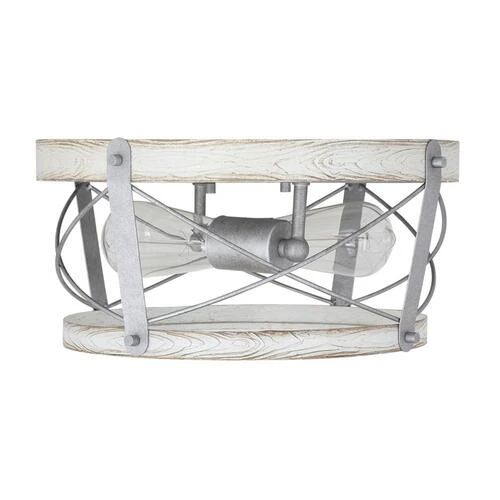 Promo 👏 Patriot Lighting® Bea White Wash Faux Wood & Galvanized 2-Light Flush Mount Ceiling Light ⌛ 5 Promo 👏 Patriot Lighting® Bea White Wash Faux Wood & Galvanized 2-Light Flush Mount Ceiling Light ⌛ - Image 3