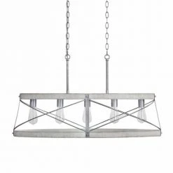 Deals ⌛ Patriot Lighting® Bea White Wash Faux Wood And Galvanized 5-Light Island Light 🌟 -Patriot Light Store 3518608 Alt1