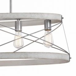 Deals ⌛ Patriot Lighting® Bea White Wash Faux Wood And Galvanized 5-Light Island Light 🌟 -Patriot Light Store 3518608 Alt2