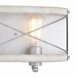 Brand new ✔️ Patriot Lighting® Bea White Wash Faux Wood And Galvanized 3-Light Vanity Light ⭐ -Patriot Light Store 3518610 Alt2
