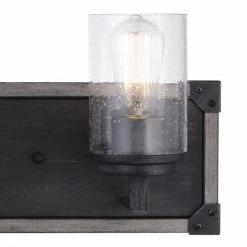 Wholesale 🎁 Patriot Lighting® Levon Weathered Gray Faux Wood And Black 3-Light Vanity Light ✨ -Patriot Light Store 3518616 Alt2
