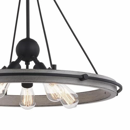 New 🤩 Patriot Lighting® Clint Textured Black And Weathered Gray Faux Wood 5-Light Pendant 🎉 6 New 🤩 Patriot Lighting® Clint Textured Black And Weathered Gray Faux Wood 5-Light Pendant 🎉 - Image 4