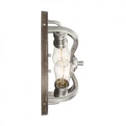 Best reviews of 😀 Patriot Lighting® Waverly Satin Nickel & Wood 2-Light Flush Mount Ceiling Light 🤩 -Patriot Light Store 3518764 Alt2