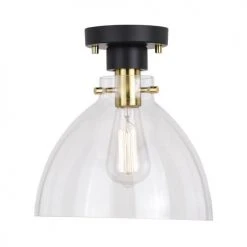 New 😀 Patriot Lighting® Kenzie Matte Black & Gold 1-Light Semi-Flush Mount Ceiling Light 🤩 -Patriot Light Store 3518777 Alt2