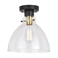 New 😀 Patriot Lighting® Kenzie Matte Black & Gold 1-Light Semi-Flush Mount Ceiling Light 🤩 -Patriot Light Store 3518777 Alt3