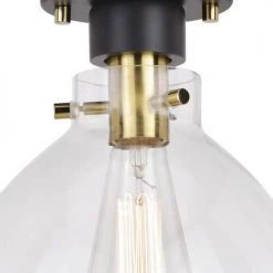 New 😀 Patriot Lighting® Kenzie Matte Black & Gold 1-Light Semi-Flush Mount Ceiling Light 🤩 -Patriot Light Store 3518777 Alt4