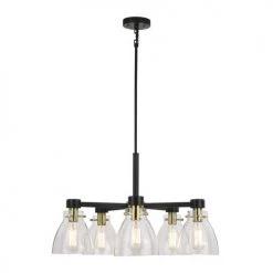 Best Pirce 🛒 Patriot Lighting® Kenzie Matte Black & Gold 5-Light Chandelier ✨ -Patriot Light Store 3518779 Alt2