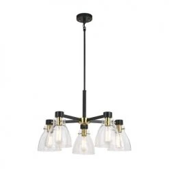 Best Pirce 🛒 Patriot Lighting® Kenzie Matte Black & Gold 5-Light Chandelier ✨ -Patriot Light Store 3518779 Alt3