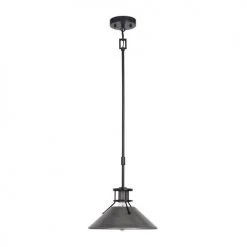 New 🔥 Patriot Lighting® Ashtyn Matte Black & Charcoal Patina 1-Light Mini Pendant 🔥