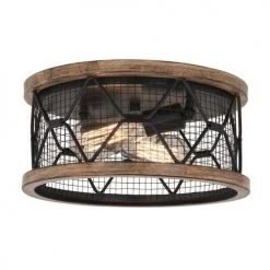 Patriot Light Store 7 Coupon 🥰 Patriot Lighting® Elegant Home Bodhi Black & Replica Wood 2-Light Flush Mount Ceiling Light 😉