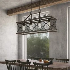 Buy 👍 Patriot Lighting® Elegant Home Bodhi Black & Replica Wood 4 Light Island Light ⭐ -Patriot Light Store 3519127 Alt4