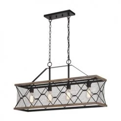 Buy 👍 Patriot Lighting® Elegant Home Bodhi Black & Replica Wood 4 Light Island Light ⭐