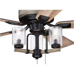 Cheap ✨ Patriot Lighting® Elegant Home Brooklyn 52" Black With Faux Wood Indoor LED Ceiling Fan 😉 -Patriot Light Store 355 0656 FG