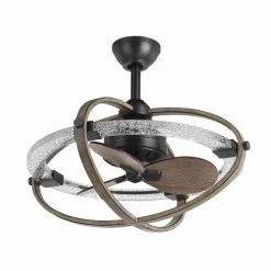 Budget ⌛ Patriot Lighting® Elegant Home Brooklyn 22" Natural Iron & Distressed Faux Wood Indoor LED Fandelier 😉 -Patriot Light Store 3550706 Alt1