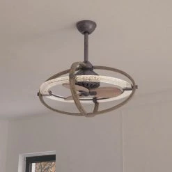 Budget ⌛ Patriot Lighting® Elegant Home Brooklyn 22" Natural Iron & Distressed Faux Wood Indoor LED Fandelier 😉 -Patriot Light Store 3550706 Alt4