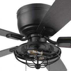 Flash Sale ⭐ Patriot Lighting™ Annetta 52" Matte Black LED Indoor/Outdoor Ceiling Fan 😍 -Patriot Light Store 3550748 20778 Closeup SideA