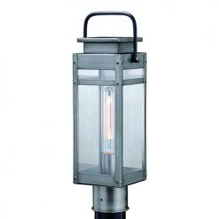 Outlet 😉 Patriot Lighting® Clermont Brushed Pewter And Textured Black Post Light 🥰