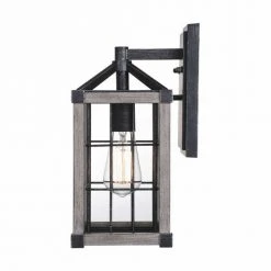 Best Sale ❤️ Patriot Lighting® Elegant Home Levon Weathered Gray Faux Wood & Black Outdoor Wall Light ✔️ -Patriot Light Store 3561118 Alt2