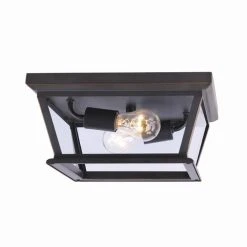 Coupon 😀 Patriot Lighting® Holliday Oil-Rubbed Bronze 2-Light Outdoor Flush Mount Ceiling Light 🧨