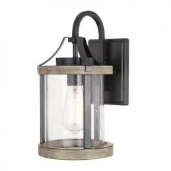 Promo ✨ Patriot Lighting® Elegant Home Brooklyn Natural Iron & Distressed Faux Wood Outdoor Wall Light 🔔
